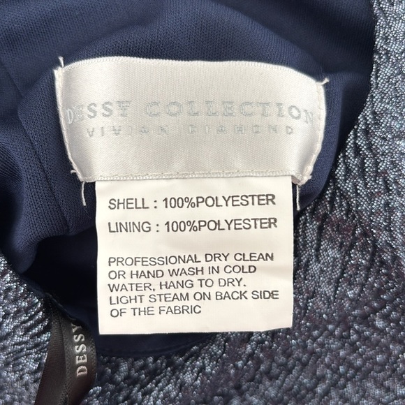 NWT Dessy Collection Navy Blue Metallic Column Sleeveless Gown Formal Dress - Picture 10 of 10